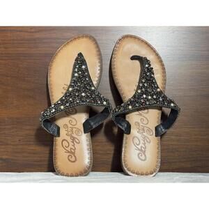 Women’s Naughty Monkey Beaded Crystal Leather Sandals - Size 9